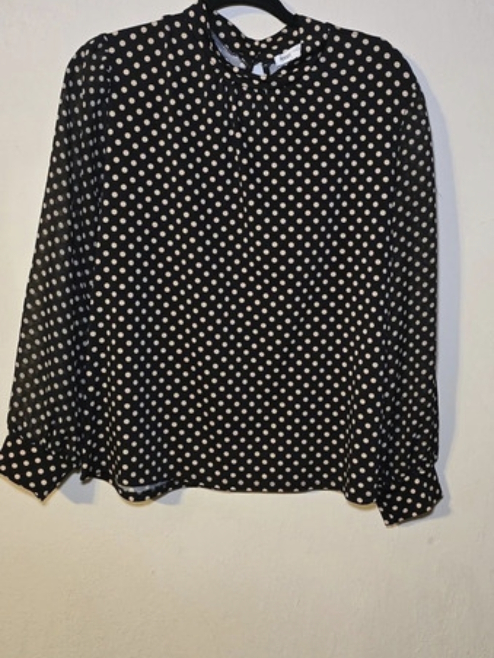 Perception Polka Dot Blouse in Black & Pink Size Medium